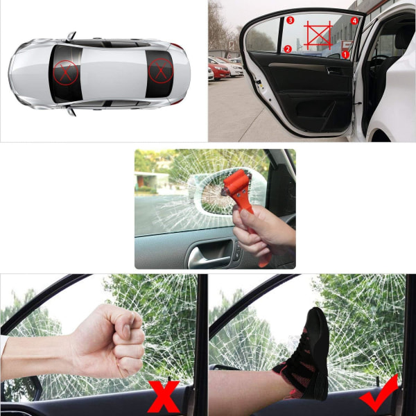 Bilsäkerhetshammare 2-pack Auto Emergency Escape Tools Bilfönsterhammare och säkerhetsbältesklippare Escape 2 i 1 för Auto Emergency Escape Tools