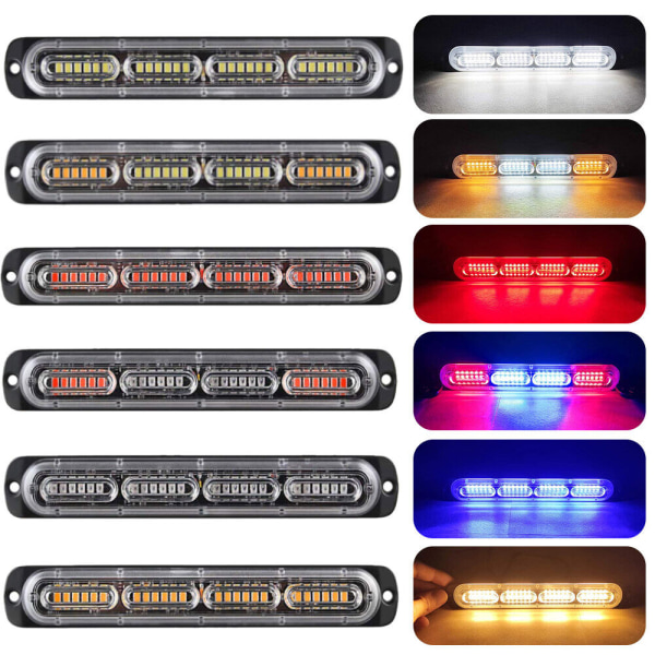 24 LED bil lastbil nödvarning Fara blixt Strobe Light Bar (2 st, blå och vit)