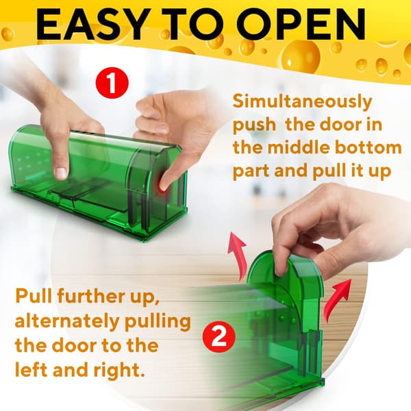 Humane No Kill Live Catch and Release Mouse Traps, Reusable with Cleaning Brush - 2 Pack green