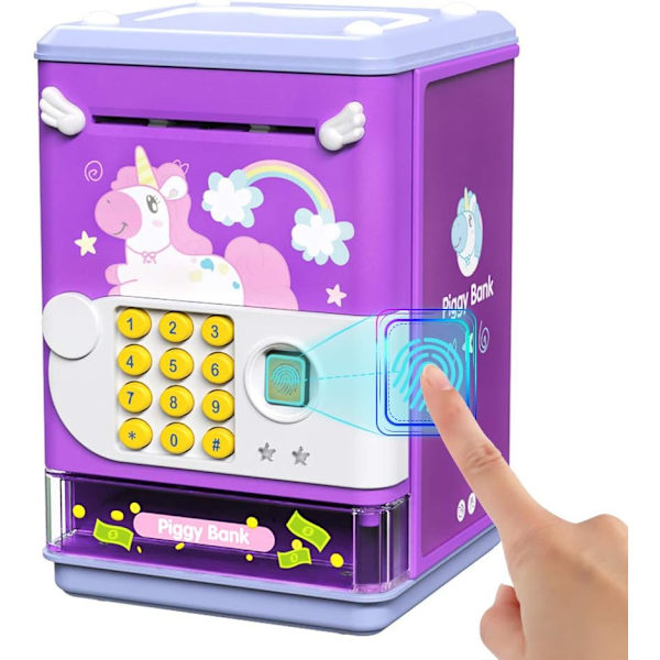 Toy Electronic Mini ATM-sparmaskin med PIN-kod och fingeravtryck