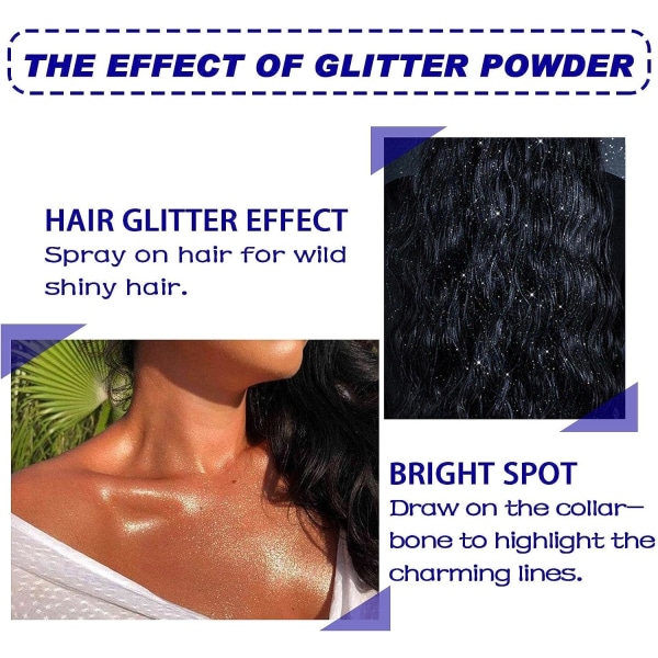 2-pack Glitterspray 60ml - Tillfällig glitterspray för hår och kropp  Lätt kroppssminkglitter med gnistrande skimrande glöd