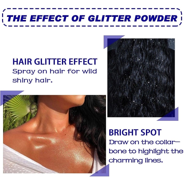 2-pakning Glitterspray 60ml - Midlertidig glitterspray for hår og kropp  Lett kroppssminkeglitter med gnistrende skimrende glød