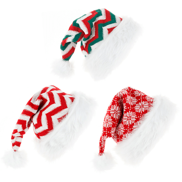 3 stk. Julehat, Julemandshat, Julehat, til voksne