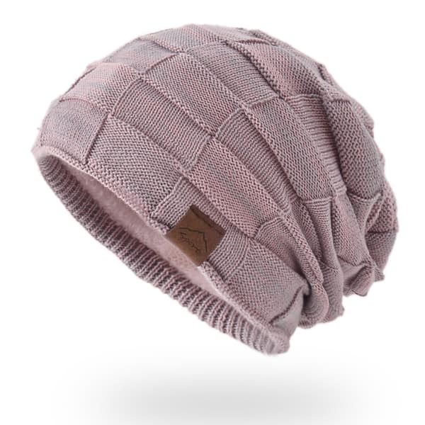 Höst och vinter fleece matchande ullstickad mössa varmt mode