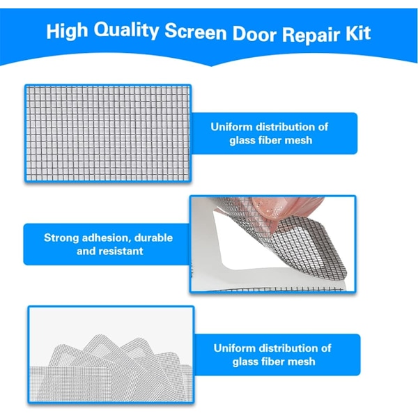 6 st Reparationssats för fönsterskärm, reparationstejp för dörrfönsterskärm, stark självhäftande skärmtejp Mesh Vattentät, används för att cover fönster och dörr