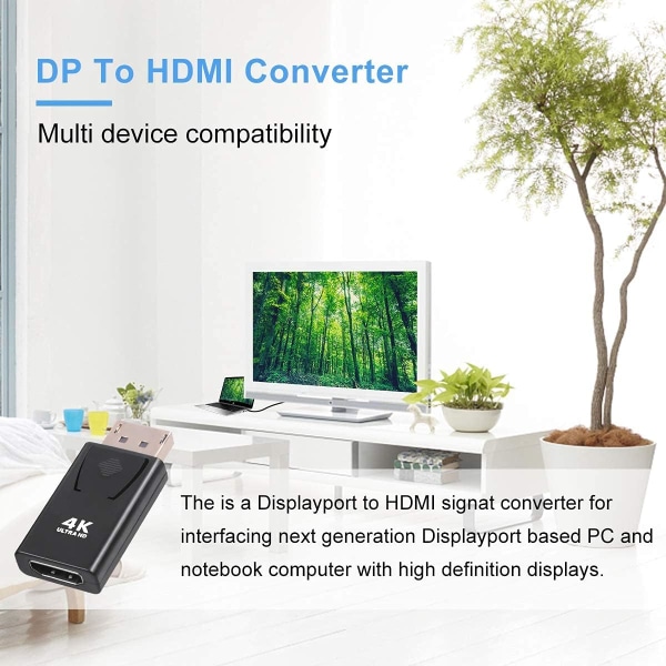 2-pack DisplayPort till HDMI Adapter 4K, Guamar Display Port till HDMI (Monitor), Guldpläterade DP hane till HDMI honkontakter för HP Laptop, PC, Compute