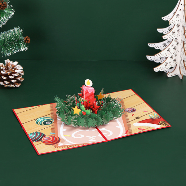 3D-julkort, popup-julkort, vikta tredimensionella gratulationskort (julljus)
