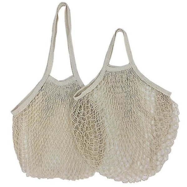 2 stycken mesh Återanvändbara bomullsnät mesh -100% bomull, nät bomullssnöre (beige)