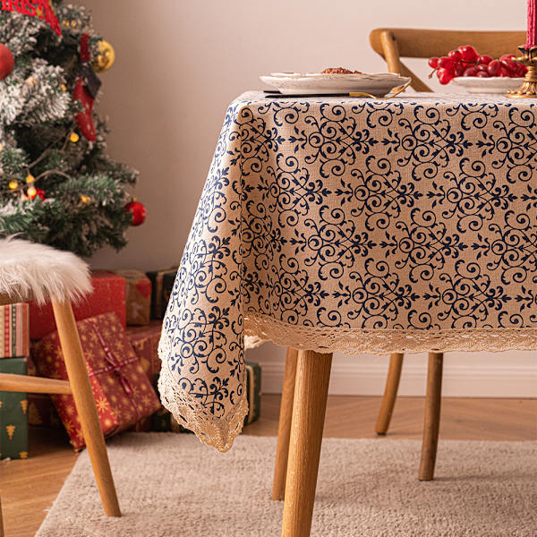Julgåva Printed bordsduk Nyår Jul Dekorativ spetsimitation Bomull Linne Tyg Utomhus Människor Inga människor Bakgrund Tyg (Bred spetshaka)