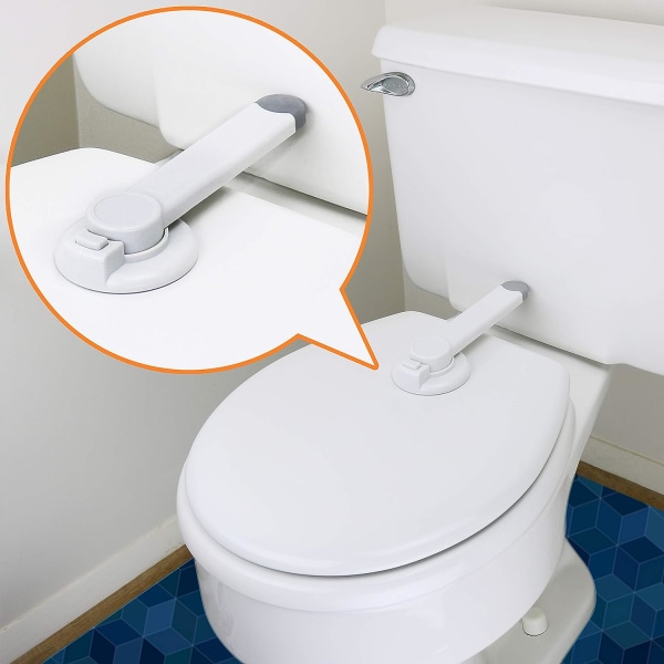 Toalettlås Barnsäkerhet - Idealisk baby toalettstolslås med 3M lim | Enkel installation, inga verktyg behövs | Passar de flesta toalettstolar - vit (1