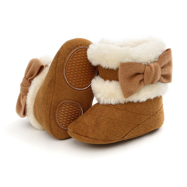 Spädbarnsstövlar Vinter Baby Girl Skor Mjuk sula Anti-halk Toddler Snow Warm Prewalker Newborn Boots (12-18 månader, bruna)