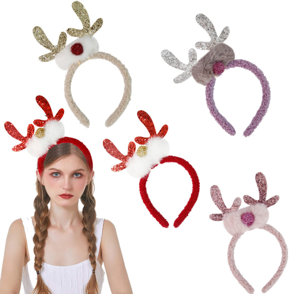 4 delar dekorationer de Noël mignon cerf horn hair cerceau pour adultes enfants vacances fête decoration Noël tête cerceau