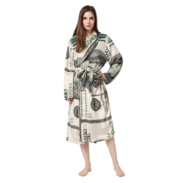 Dame Morgenkåber Blød Varm Flanel Badekåber Dame Pyjamas Pyjamas Hjemmetøj Pyjamas(M)