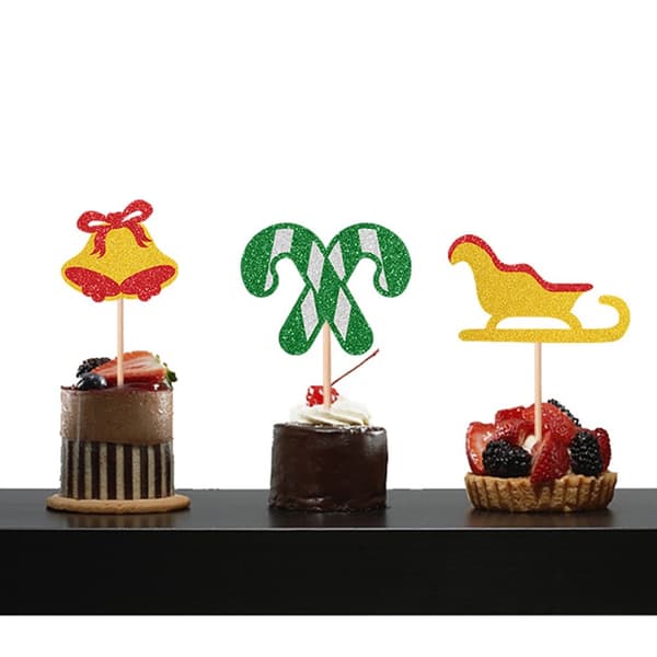 Jule Cupcake Toppers 15 stk. Glitter Jule Cupcake Toppers