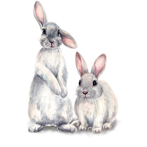 Väggdekal Två söta kaniner Avtagbar väggklistermärke för heminredning i barnrum