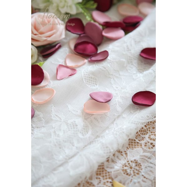 400 stk. Silkeblader av roser, burgunder, mørkerød, blomsterblader til bryllup, blomsterpikekurv, midtgangsstrø, middagsbordpynt, festkonfetti, brudeshow
