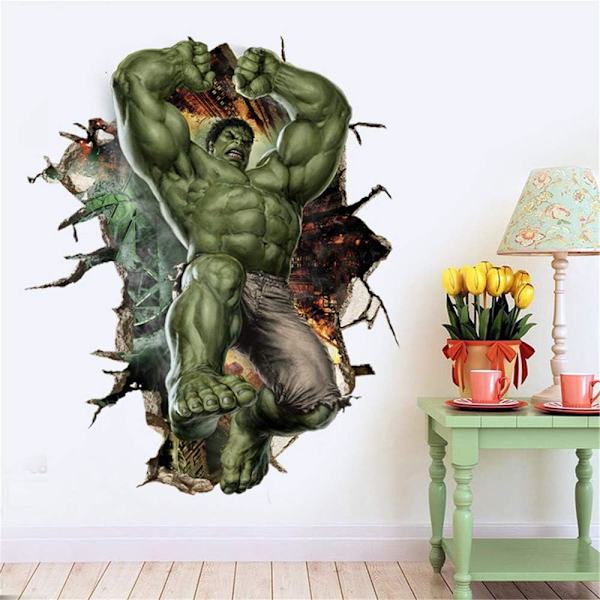 Superhjälte väggdekor Hulk väggdekor Utmärkt vinyl väggdekor för pojkar sovrum vardagsrum (storlek 35,4 x 23,6 tum)