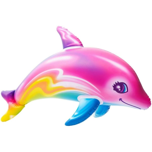 Rosa regnbågsfärg Delfin Uppblåsbar poolleksaker (2 set) Strandpool Vattentema Dekoration Födelsedagsfestdekoration