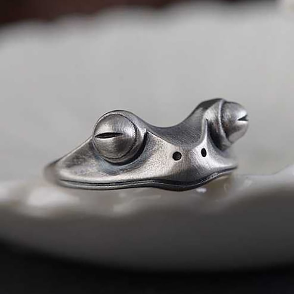 Groda Öppna Ringar för Kvinnor Män Par Vintage Söt Djurring Silver Mode Party Smycken Presenter