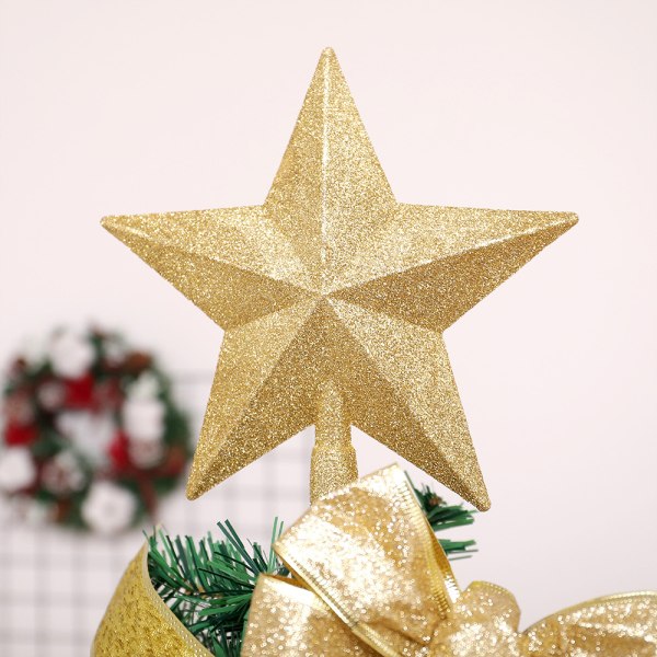 3-pack glitter julgranstoppers, splittersäkra glitter julgransprydnader för julgransdekoration eller heminredning (rosa, 6 tum)
