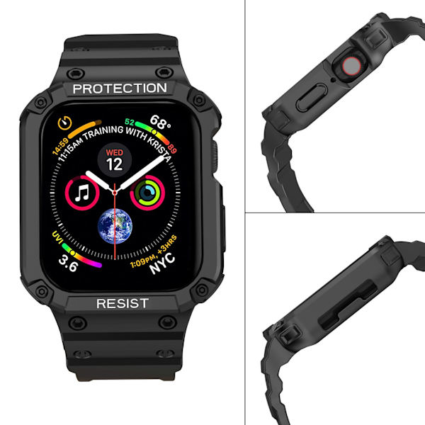 Passer til AppleWatch7 Udskiftelig Silikone Apple TPU Integreret Urrem (38mm, to-pak, blå + sort)