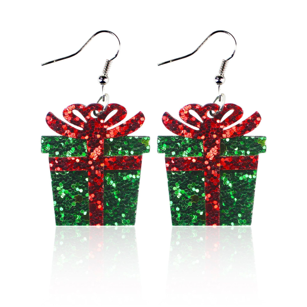 Glitterörhängen i PU-läder, julklappsförpackning, glitterörhängen