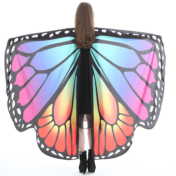 Roterande Cape Butterfly Sjal Dekoration Butterfly Cape Vuxna Kvinnor Halloween Kläder Tillbehör Vingar (flerfärgad)