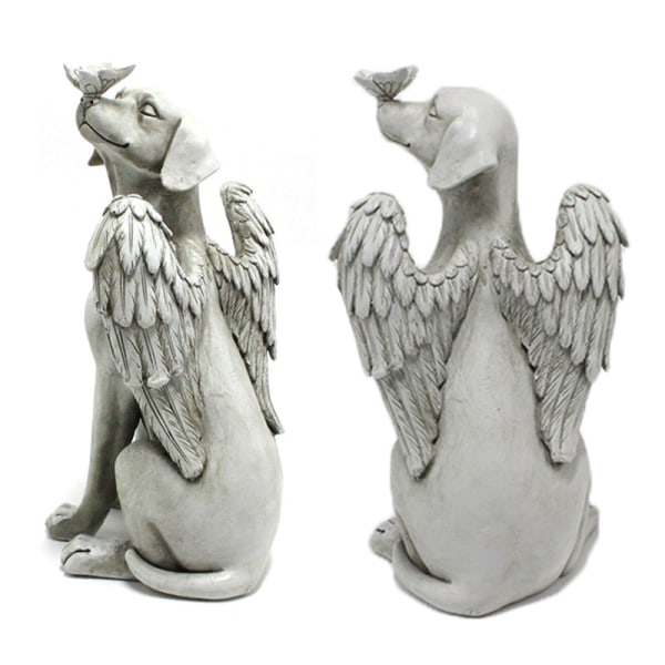 Ängel hund staty kreativ harts sällskapsdjur gravsten minnessten utomhus trädgård djur ornament