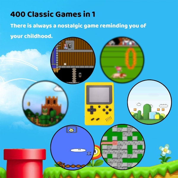 Inbyggd 400 klassiska spel Retro videospelskonsol barngåva Gul