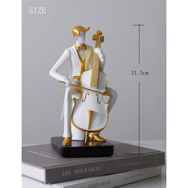 Konstmusiker Statyett Skulptur Musikstaty Dekor Harts Pianopresent 22cm，cello