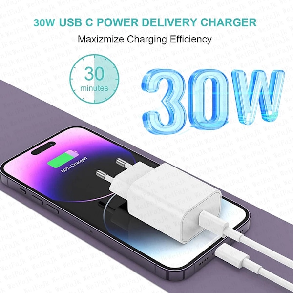 Apple 30W Typ-C to Lightning Snabbladdare För iPhone 14 13 12 11 Pro Max Mini X XS XR Plus Magsafe Trådlös Dragkedja Kabel För Snabb Laddning