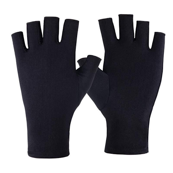 UV Jääsilkki Spandex Aurinkosuoja Puolisormikkaat Manikyyri Geelikynsilamppu Ajoon Urheilukäsineet (musta)