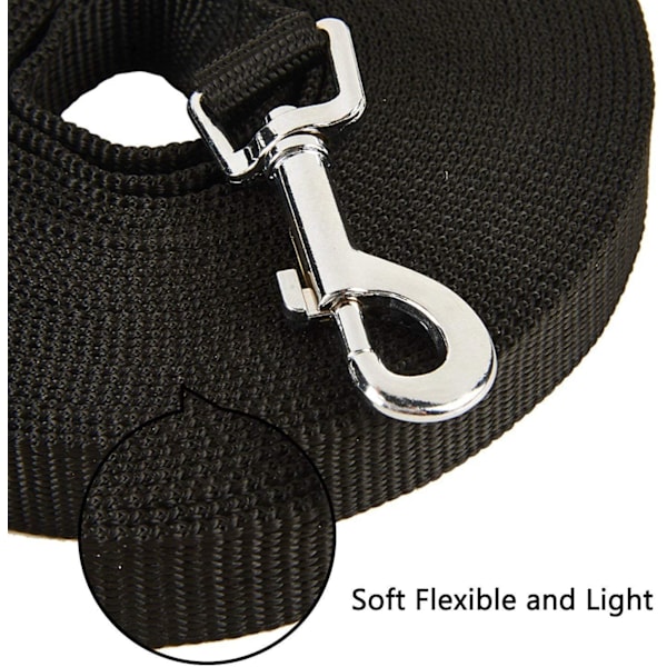 Lang Treningsline for Hund Nylon Lang Treningsline for Hunder Uten Stropper for Katter og Hunder Gåtur Kjæledyr (5M Lang, Svart)