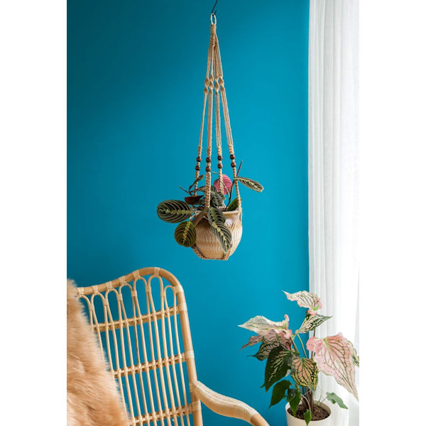 2 st Växthängare Inomhus planteringskorg Hängande korg Blomkrukhållare Jute rep med pärlor utan tofsar, 89cm