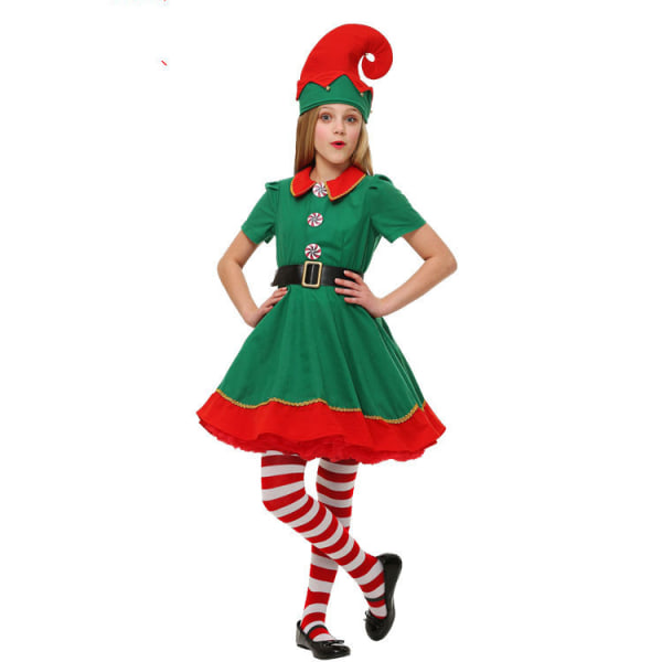 Kvinnors julkläder Halloween kläder Vuxen julstämning gröna kläder cosplay föräldra-barn kläder (passar för höjd 165-175cm)