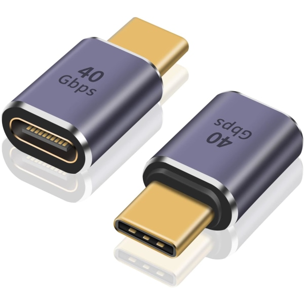 40 Gbps USB C-förlängningsadapter, 2-pack USB C 8K@60Hz hane till hona förlängningsadapter, USB C 3.2 PD 100W Typ C-stöd USB4 Thunderbolt 3/4-kontakt