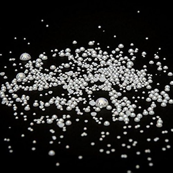 Cirka 5600 bitar av blandad storlek gör-det-själv halv pärla pärla platt rygg plastprocess plastlåda (AB vit)
