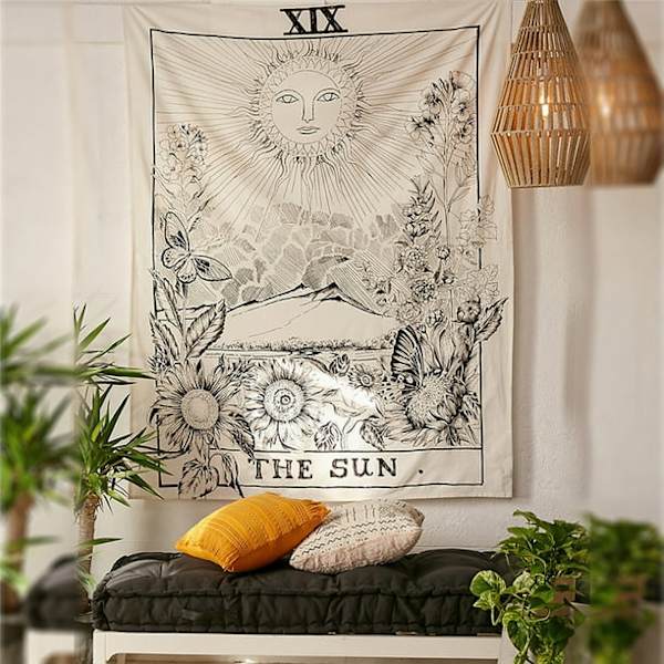 Tarot-seinävaate Magic Sun -seinävaate, suuri seinävaatepeitto 150x130cm