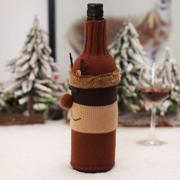 3st jul vinflaska set juldekoration tecknad stickad gammal man snögubbe vin set