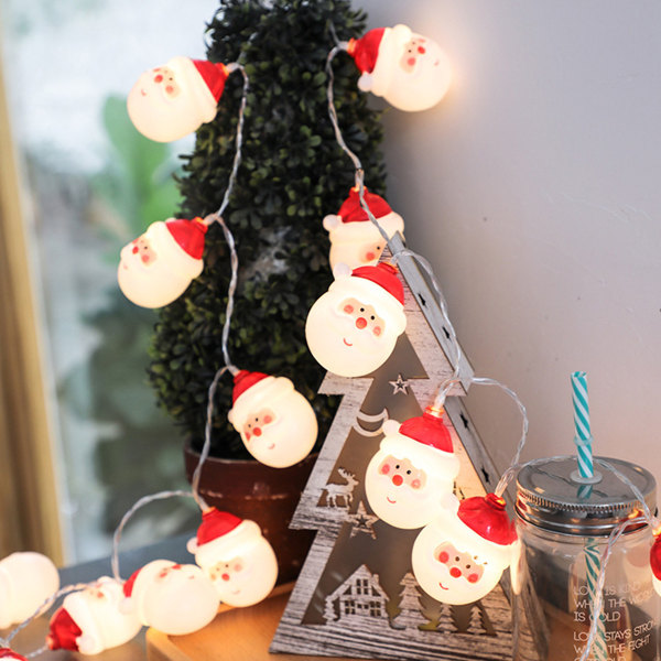 LED Santa Claus modelleringsljus snöre julfestaktiviteter jubileumsdekoration omgivningsljus 1,5 m 10 lampor (varmvitt)