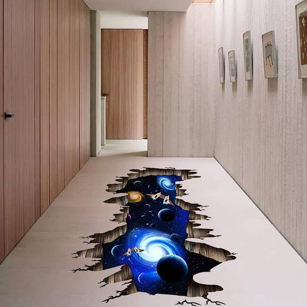 3D Interstellar Space Gulvsticker, Hengebro Veggstic