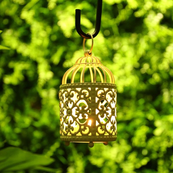 Set med 2 små hängande lyktor för fågelbur i metall för bröllopsfest, uteplats, inomhus eller utomhus (vit)