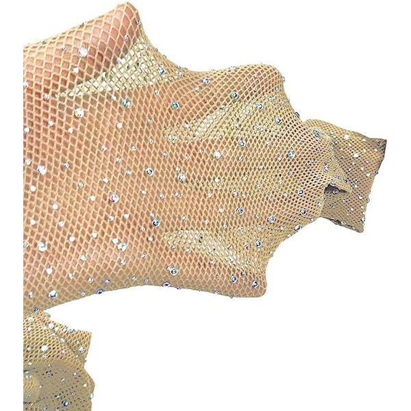 Seksikkäät korkeavyötäröiset sukkahousut, kimaltelevat strassit, verkkosukkahousut, juhlat, strassi-verkkosukat (luonnollinen)