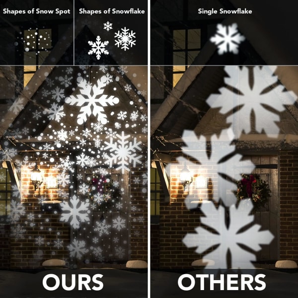 Jule Snøfnugg Projektorlys Utendørs, Lasama Highlight Led Snøfallsprojeksjon, Vanntett Landskap Juledekorasjonsbelysning for Jul H