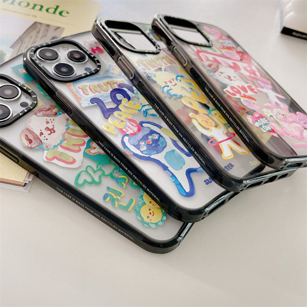 Sininen nukke kissa [Akryylinen sivu Englanti] sarjakuva yhteisbrändätty versio sopii iPhone 14 Pro Max -puhelimen kuoreen, putoamista estävä akryyli