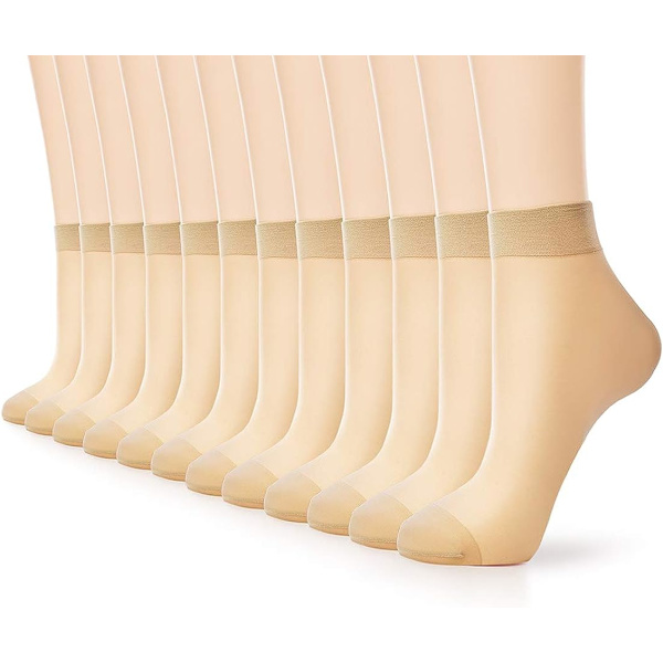 12 par ankel nylon för kvinnor - 20D skira strumpbyxor