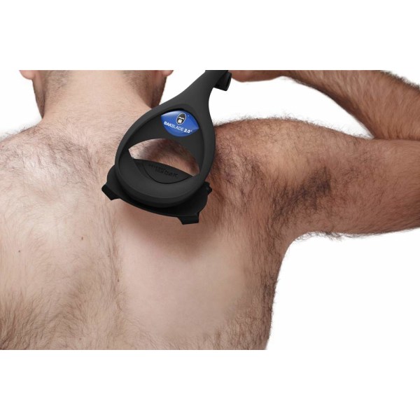 2.0 PLUS - Ryggbarberer for menn (DIY), Ergonomisk håndtak, Barber vått eller tørt (Ekstra blader inkludert)