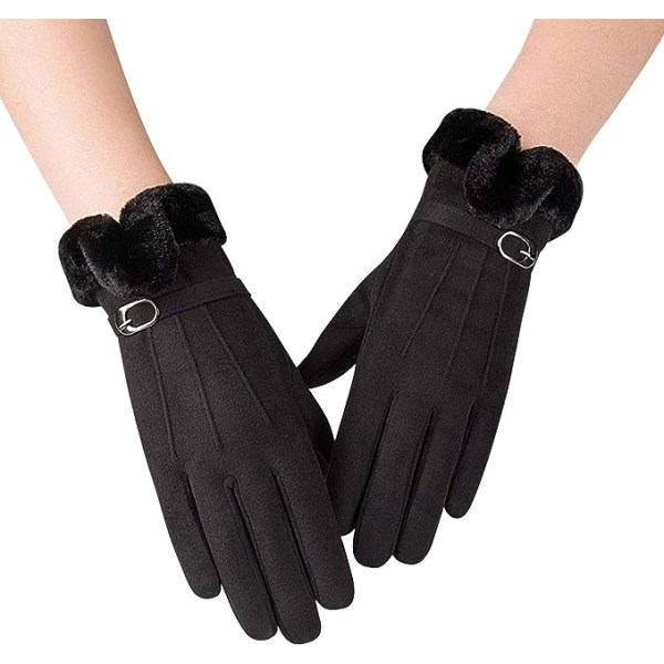 Damhandskar Vinter Touchscreen Dam Vinterhandskar Thermal varmt foder，svart black