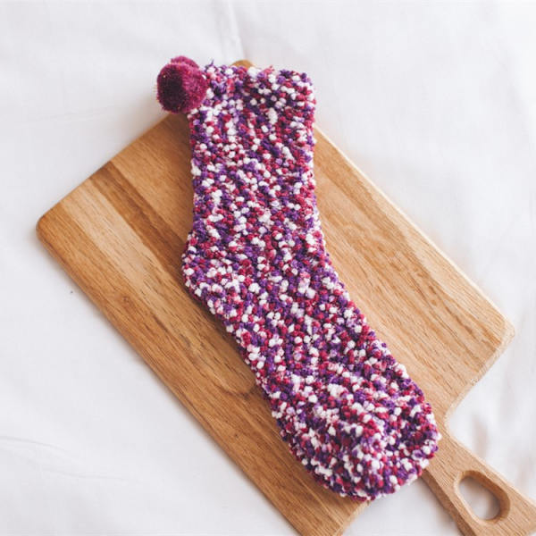 2 Alla hjärtans dag presentset Julstrumpor för kvinnor Mysigt Super Soft Warm Fuzzy (lila)