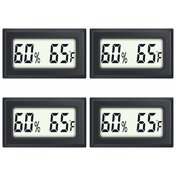 4-pack reptiltermometer Mini Digital luftfuktighetstemperaturmätare Inomhushygrometertermometer med Fahrenheit ℉ för Humidors Greenhouse Gard